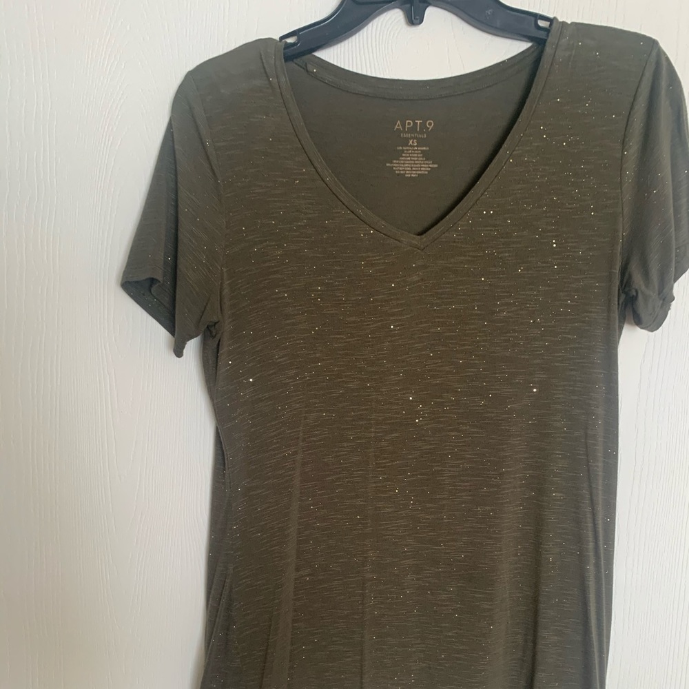 Olive green with gold shirt shimmer/sparkle